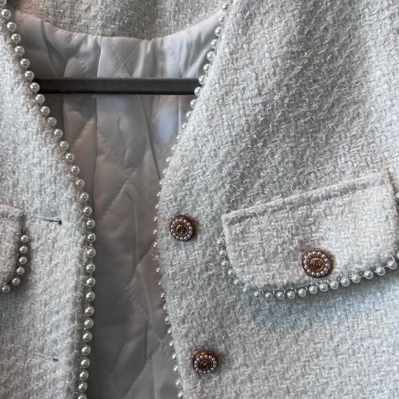 NWOT White Tweed Jacket - Picture 3 of 3